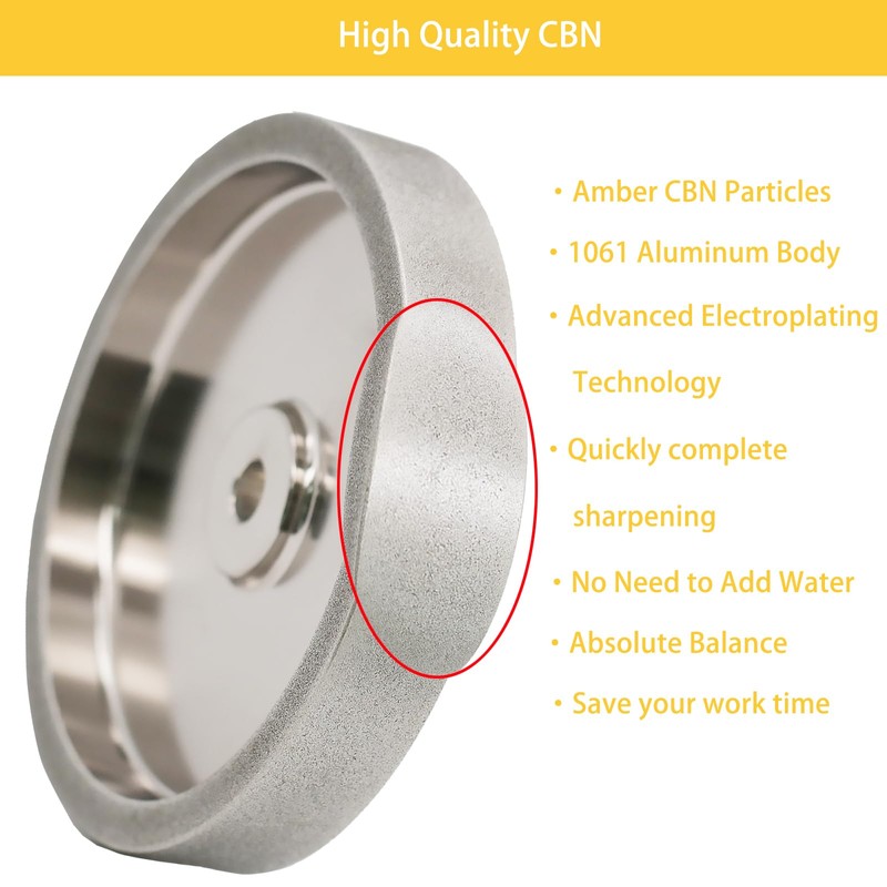 MORESUPERHARD CBN Grinding Wheel 6 inch 320 Grit,1/2" Bore,1" Wide,for