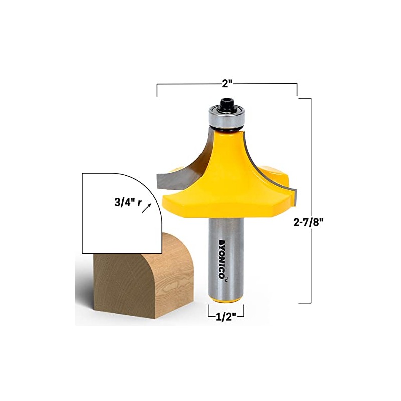 YONICO 13168 3/4-Inch Radius Round Over Edge Forming Router Bit