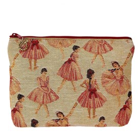 Ballerina Gobelin Square Pouch, Made in Japan, ballerina beige/red