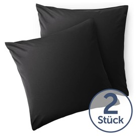 Blumtal Set of 2 Cushion Covers, 40 x 40 cm, with Zip, Pillow Case Made of Soft Brushed Microfibre Fabric, Oeko-Tex® Certified, Anthracite