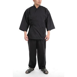 Edoten Men's Japan Kimono Cotton100% Samue Black L