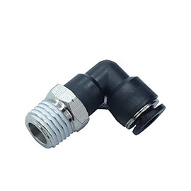 HongBoW Hardware 10 Pcs/Pack Pneumatic Male Elbow PL-1/4-N02 Push to Connect Fittings 1/4 Inch Tube OD x 1/4 NPT (Thread Dimension: 0.54“)