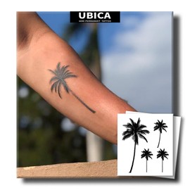 Tropical Palm Tree Semi Permanent Tattoos, Long Lasting 2 Weeks Realistic Minimalist 2 Sheets Temporary Tattoo for Men Women, Waterproof Fake Tattoo for Arm Hand Back, Non-Reflective