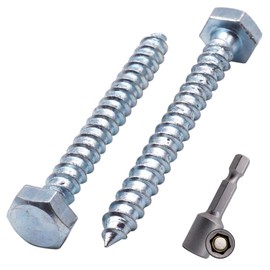 Marcopol (Pack of 80 pcs) DIN 571 Zinc Plated Steel Hexagon Wood Screws M6 x 50 mm, Coach Screws, Hex Screw, Lag Bolts, Hex Head (80, M6 x 50 mm), Silver