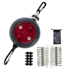 QeeHeng Portable Travel Clothesline Adjustable 10M Camping Washing Line Washing Line for Outdoor/Indoor Laundry Indoor Outdoor 20 Windproof Clothes Pegs and 10 Pcs Stopper