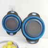 Blue Round Silicone Collapsible Colander – Silicone Round Kitchen Strainers