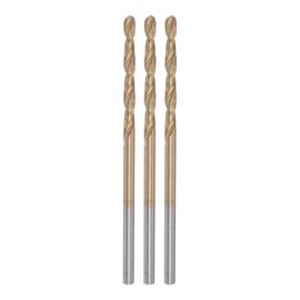 sourcing map Twisted Drill Bits 1.9 mm Titanium Coated (HSS-E) M42 High Speed Steel 8% Cobalt Straight Shank for Stainless Steel Aluminium Alloy Metal Pack of 3