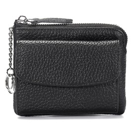 VEROMAN L-Shaped Travel Wallet, L-Shaped Mini Compact Wallet, Travel, Leather, Cashless, Men's, Women's, Black