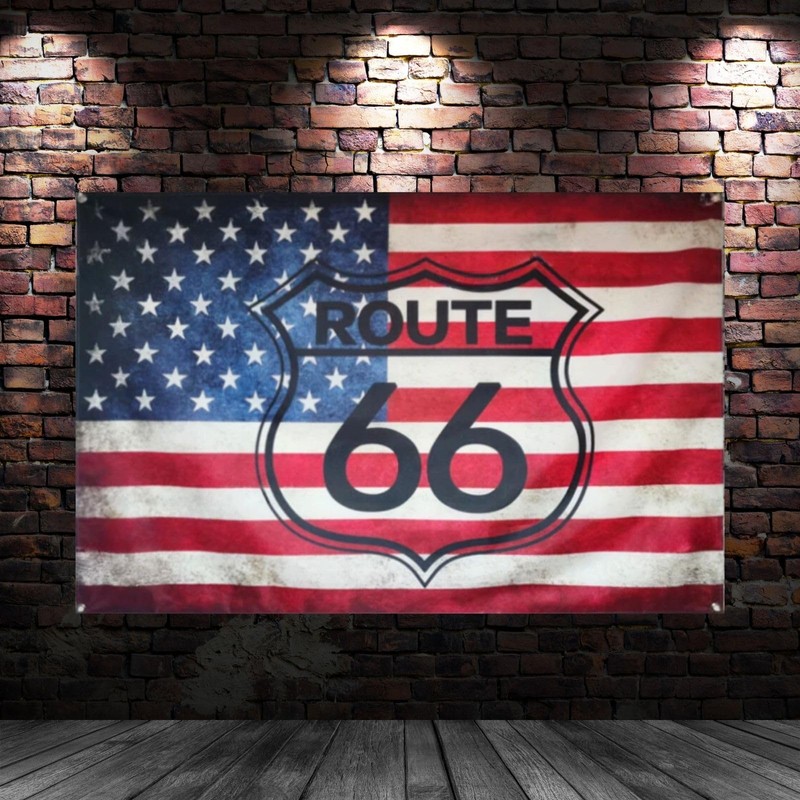 Tapestry Flag Flag ROUTE Route 66 American American Casual Miscellaneous