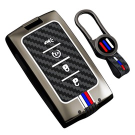 TECART Luminous Strip Key Fob Cover with Keychain Fit for Jeep 2022-2025 Cherokee Grand Cherokee Wagoneer Grand Wagoneer, 4 Button-black