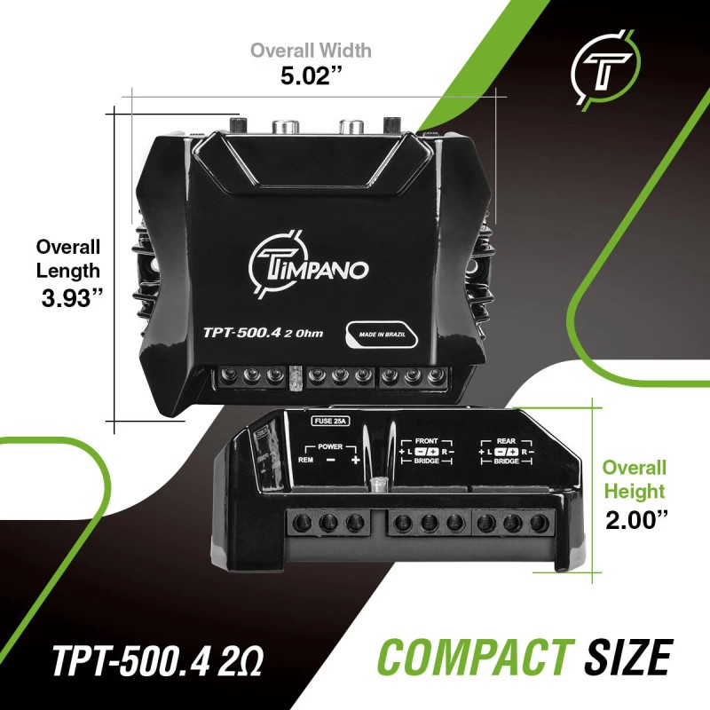 Timpano (1) 4 CHANNEL AMPLIFIER 500 WATTS 2 OHM TIMPANO