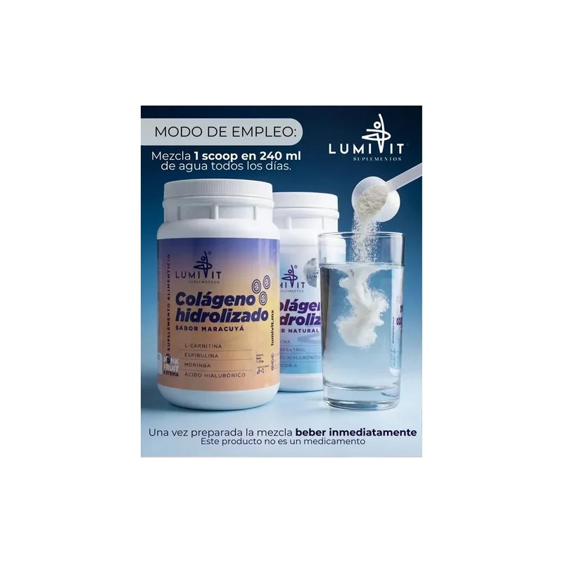 Pack 2 Colágeno Hidrolizado Lumivit Sabor Maracuyá Y Natural 2