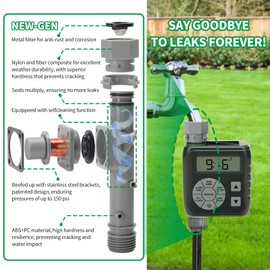 Zuomeng Sprinkler Timer, Programmable Irrigation Water Timer for Garden Hose, Solar/Battery Dual Power & Professional Leak-Proof Design, Rain Delay/Auto/Manual Watering System, Green
