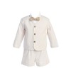 Eton Seersucker Suit w/Jacket, Shorts, Shirt, Bow Tie Khaki Medium
