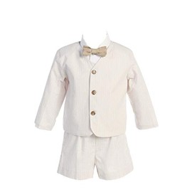 Eton Seersucker Suit w/Jacket, Shorts, Shirt, Bow Tie Khaki Medium 6-12 Months