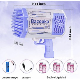 SOYTO Máquinas para Burbujas con 69 Agujeros,Colorido Fuerte Luz de Viento Máquina, Adecuado Juguetes de Verano para niños al Aire Libre,con 6 Aguas de Burbujas,para Fiestas,Cumpleaños,Bodas (Violeta)