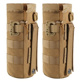 2 Pack Tactical Molle Gear Pouches, Military Back Pouch, Molle Attachments Waterproof Small Utility Pouch (Tan)