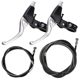 Lomodo 6 Pieces Bicycle Brake Accessories Including 2 Pack Aluminium Alloy Brake Levers (2.2 cm in Diameter) and 2 Pair V Brake Set and 2 Pack Brake Wire for Mountain/Road/MTB Bike(Silver)