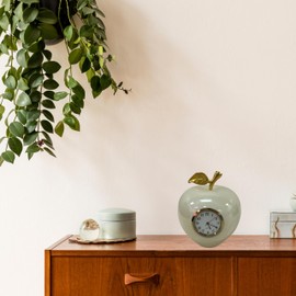 NatureBoost Marble Apple Clock, Home Decor Piece. Clock is inoperative only for Decor Purpose (White) - Unique Gift idea