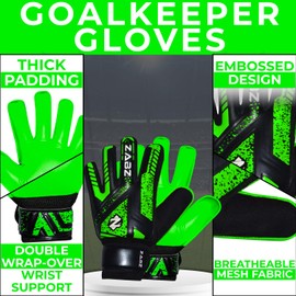 ZABZ Goalkeeper Gloves Non-slip Latex Material Soccer Goalie Football Goalkeeping Gloves Wrist Protection For Kids Youth and Adults (Green, Size 8 suitable for size M-L adult)