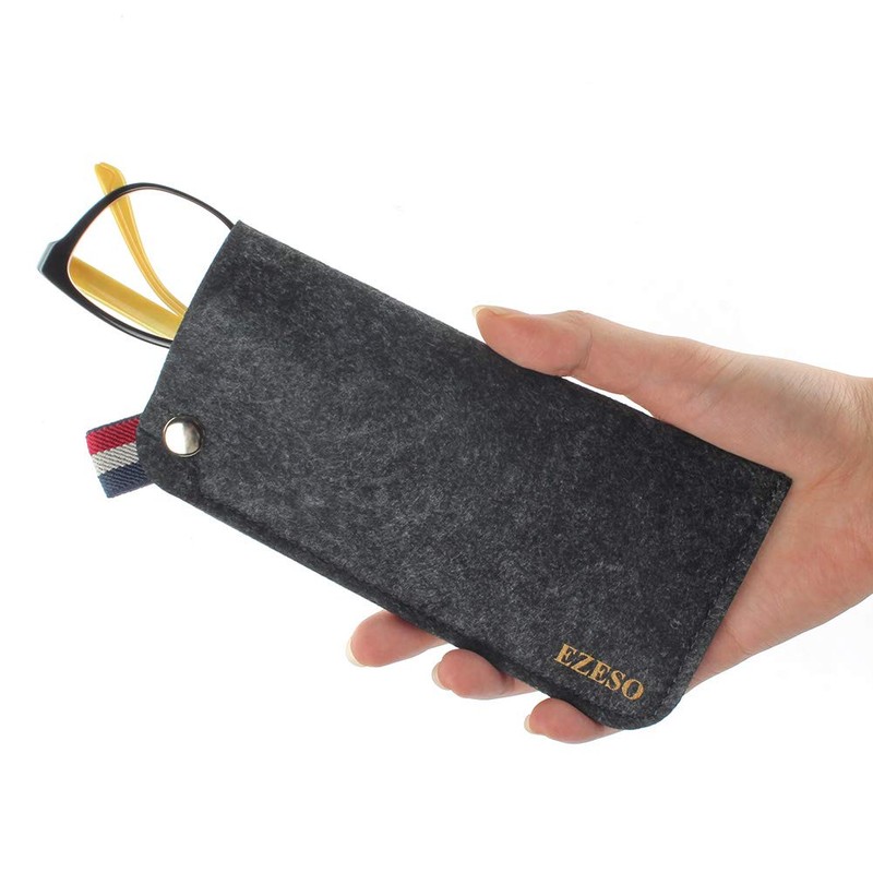 EZESO 3 Pack Felt Eyeglass Sunglasses Storage Bag Portable Pouch