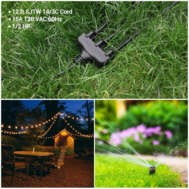 DEWENWILS Outdoor Light Sensor Timer for Pool Pump 12FT Extension