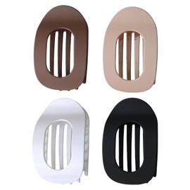 4pcs Flat Hair Claw Clips Women,Lay Flat Hair Clip Claw Clips For Thick Hair French Small Hair Pins Accessories U Shaped Solid Colour Tortoiseshell Hairpin BarrettesBuns Claws Set,For Fine Curly (A)