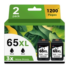 65XL Black Ink Cartridge Replacement for HP Ink 65 HP65 XL HP65XL for 5000 5055 3755 3700 3772 3722 2600 2622 3752 2652 2655 2640 5052 5010 Printer (2 Pack)