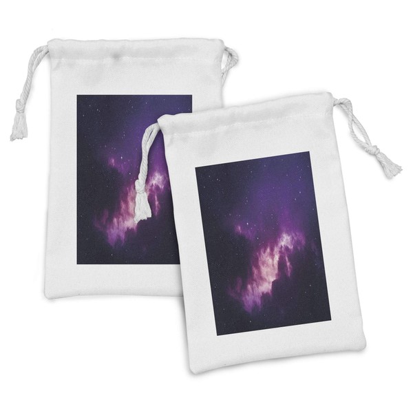 Ambesonne Outer Space Fabric Pouch Set of 2, Stars in