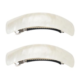 French Hair Barrettes Clip Pins for Thick Thin Hair Acetate Acrylic Hair Clips for Women Girls 2 PCS Non Slip Elegant White Shell Hairpins Ponytail Barrette Hair Accessories
