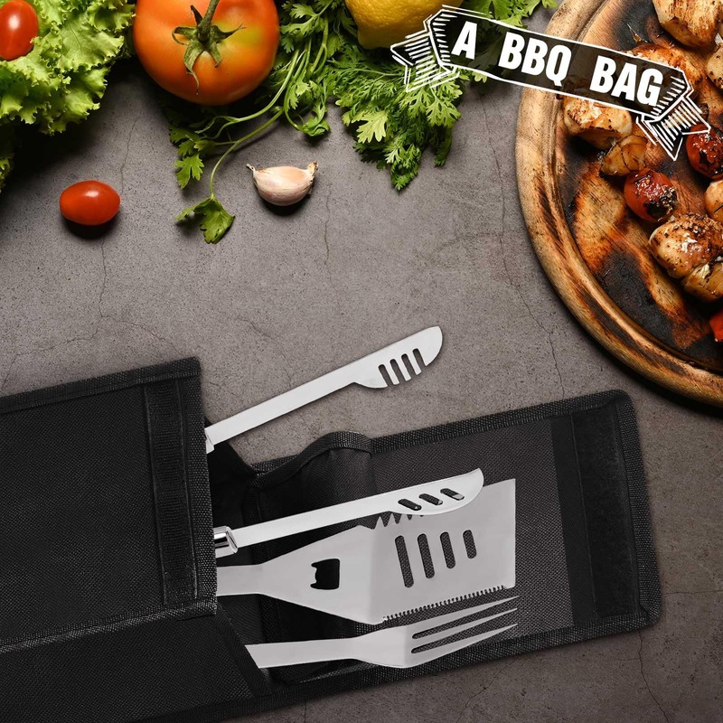 Amylove Grill Storage Bag BBQ Tool Storage Black Container for