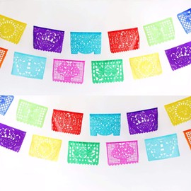MesaChic Mexican Papel PICADO Banner Medium Paper Multicolor 16' feet Long Bunting