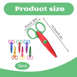 6PCS Kids Scissors Distinct Blade Edge Comfortable to Grip Left Handed Scissors Kids Solid and Durable Childrens Scissors for Scrapbooking Art DIY Craft Students Teaching Favor Supplies.