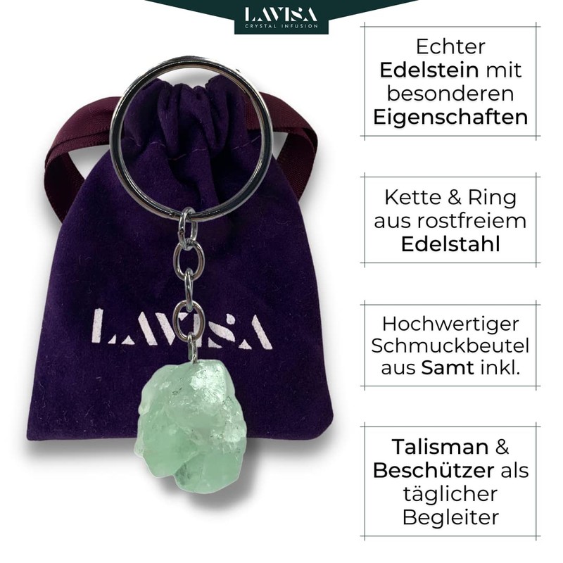 LAVISA Raw Gemstone Keyring – Lucky Charm – Crystal –