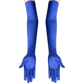Women's 22'' Long Satin Gloves White Elbow Length 1920s Opera Bridal Dance Gloves For Evening Party Opera Costume, Blue