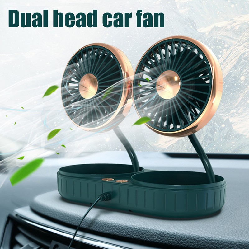 Car Fan 360° Rotatable 3 Speed DualHead USB Powered Mini