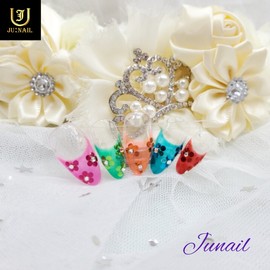 Mesh flower dress handmade nail tips - Long Round Square / 망사꽃원피스 수제네일팁 - 롱라운드스퀘어