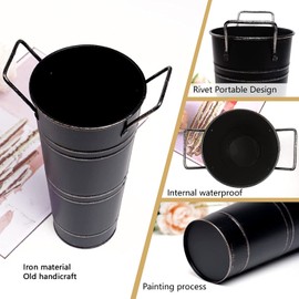 Galvanized Iron Rustic Vases - Water Leakage Proof Flower Bucket Pots Set of 4 - Decoration and Household Decor - Displayed in Flower Shops or Homes