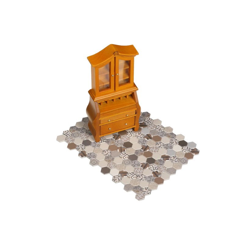 240 pcs, Dollhouse Flooring, 1:12 Scale Doll House Hexagonal Tiles,