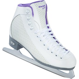 Riedell 113 Sparkle / Womens Beginner/Soft Figure Ice Skates / Color: White and Violet / Size: 5