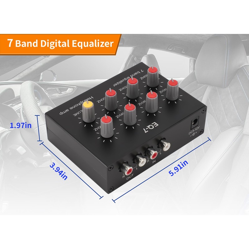 7 Band Sound Equalizer, Dual Channel Digital Equalizer, 12dB High