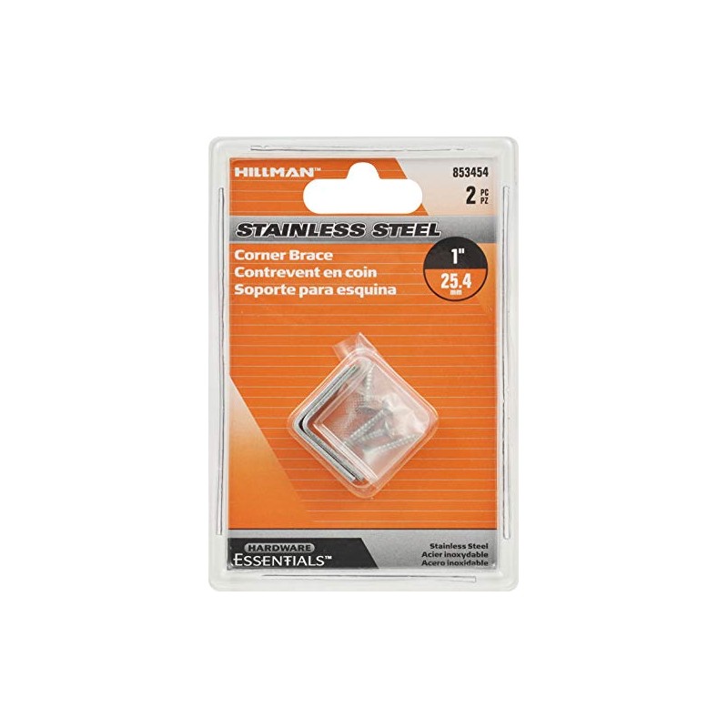 Hardware Essentials 853454 Stainless Steel Corner Brace 1" x 1/2"