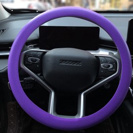 Purple Car Steering Wheel Cover: Universal RPKEY 13.5 to 15 inches Silicone Steering Cover Compatible with Most Car Models Fit for Round Shape D Shape