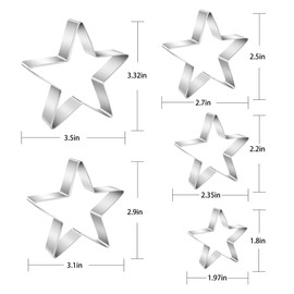 Star Cookie Cutter Set - Gtmkina 5 Pieces Mini Star Shaped Biscuit Cutter Set, Stainless Steel Small Cookie Cutters Set for DIY Holiday Party Decorations