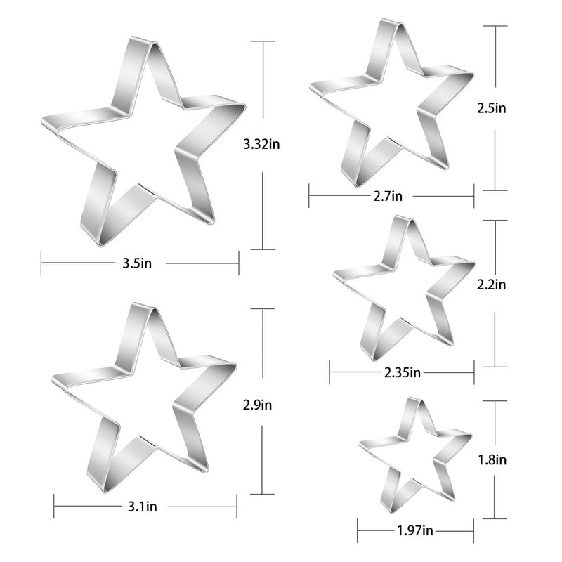 Star Cookie Cutter Set - Gtmkina 5 Pieces Mini Star