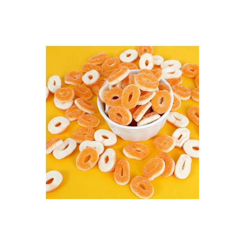Peach Rings, 1 Pound Gummy Peach Rings Candy Bag, Peach