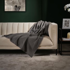Dreamscene Grey Fleece Throw Blankets, Fleece Blanket for Winter Autumn Soft Thick Fleece Blankets for Bedroom Living Room Warm Bed Throws Over Couch, Charcoal Grey 150x200cm