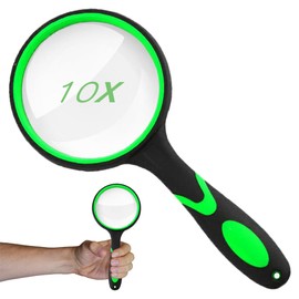 Handheld Magnifying Loupe, Magnifying Glass, Lens Diameter 2.6 inches (65 mm), High Magnification Type, 10x Magnification, Handheld Reading Magnifier, Portable, Easy to View, For Seniors and Professionals, Use for Hobby Observation, Newspapers, Reading, 