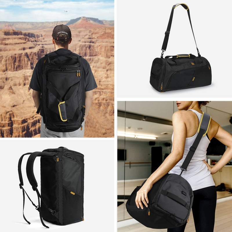 Gym Duffle Bag Backpack with Shoe Compartment &Wet Pocket, 50L