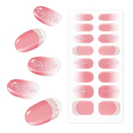 Topforce Gel Nail Seal, Curing Type, Nail Seal, Gel Nail, Just Stick (16 Pieces), Set of 5 with Mini Gel Lamp, Salon Quality, Waterproof, Nail Seal, For Hand Use, Popular Design, Easy Off